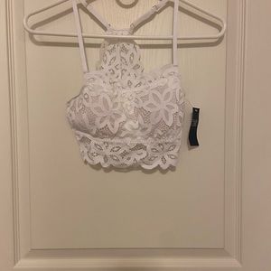 A&F white lace bra top